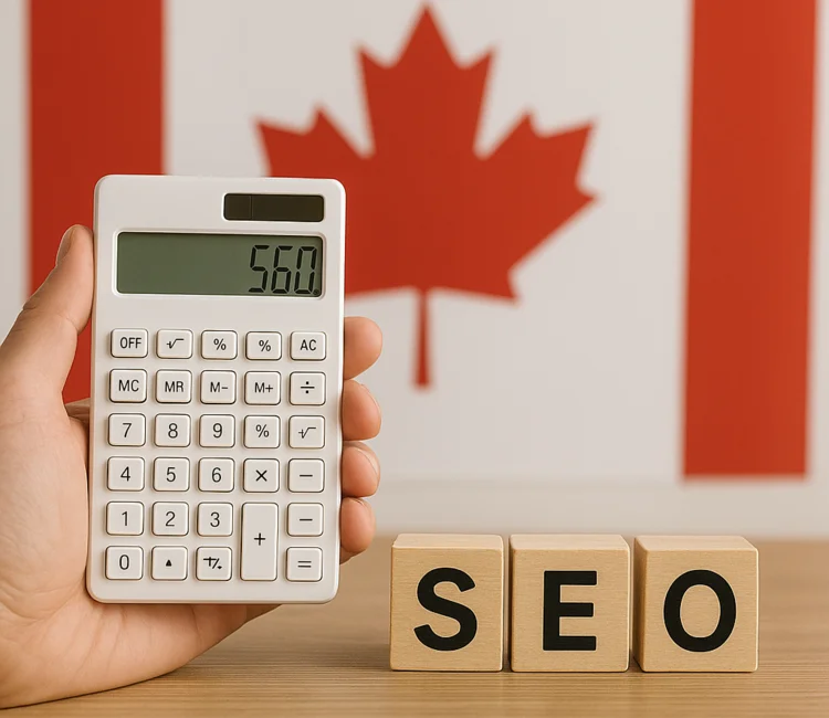 A picture showing a calculator that is representing the cost of seo in canada