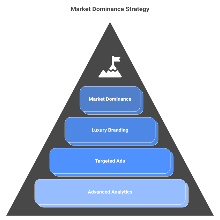 An infographic image of market dominance strategy