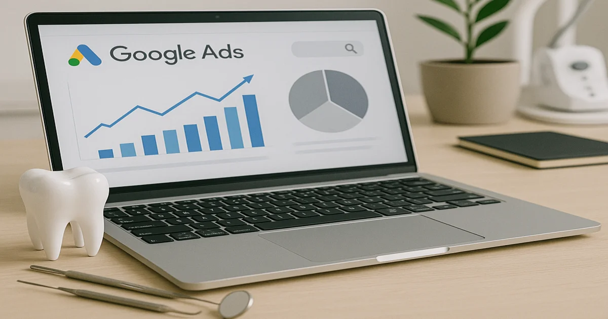 A picture of a laptop that is showing google ads on the screen