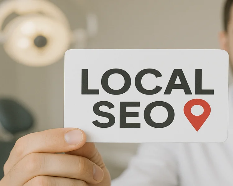 A picture of a paper with the text: local seo