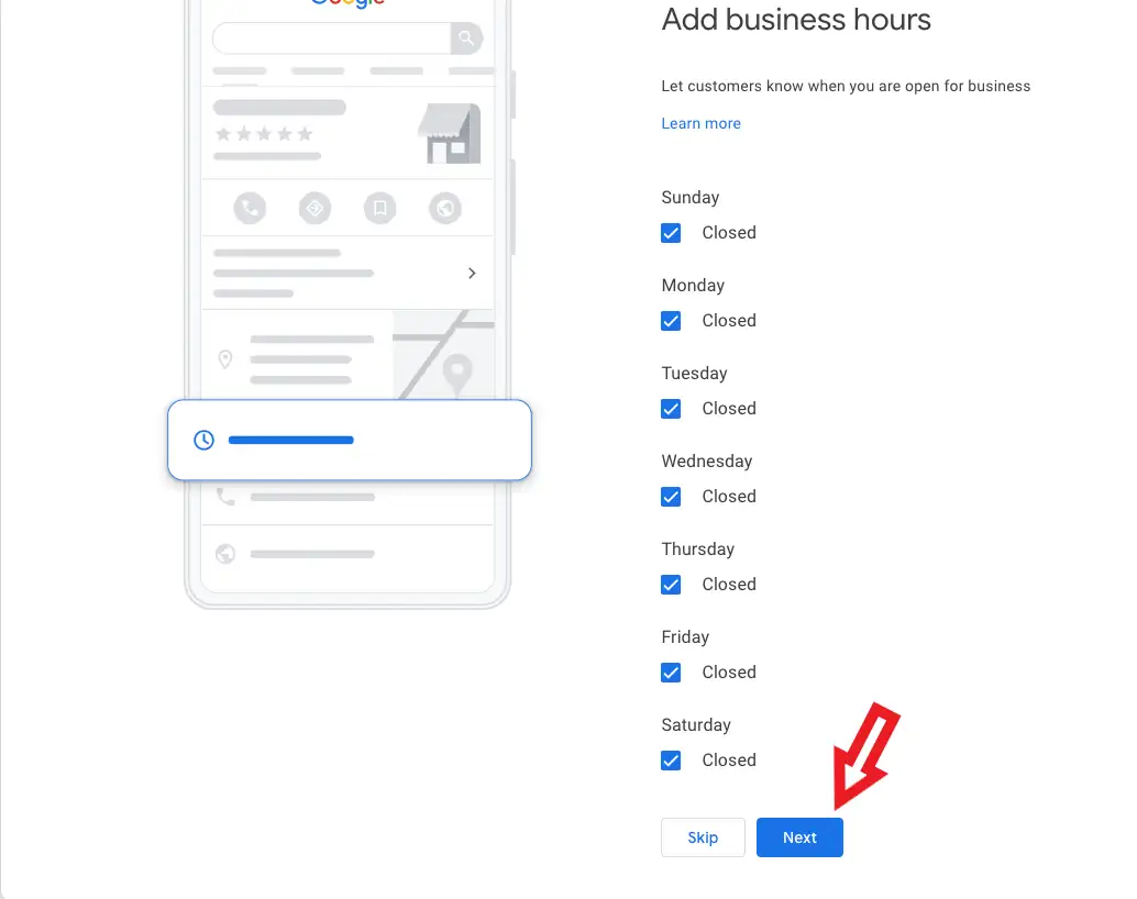 Enter your business hours 